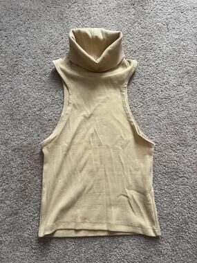 FARM Rio Regata Cropped Gola Bella High Neck Tank Top Beige Size Small